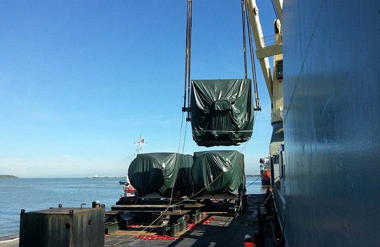 Heavy-lift cargo loading and securing oversight performed by a marine consultancy services.