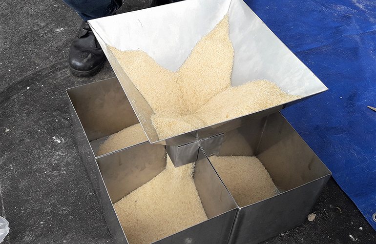 Cargo surveyor inspecting cargo packaging quality and condition