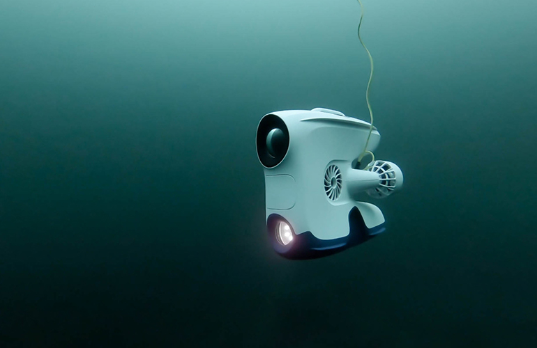 Underwater drone inspection of submerged marine structure