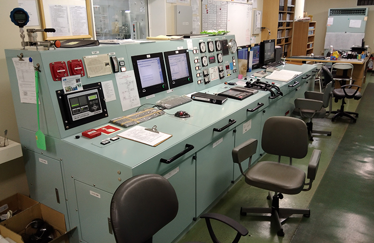 Marine vessel survey inspection inside ship navigation and control room