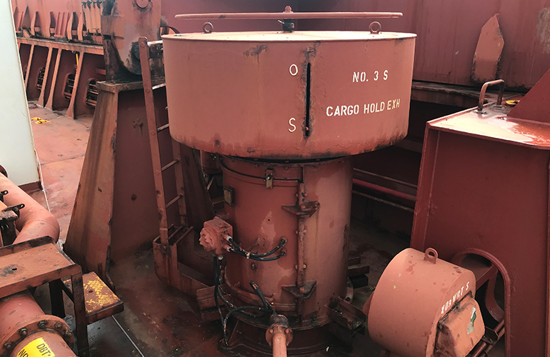 Technical audit of marine equipment components prepared for overseas shipment and cargo.